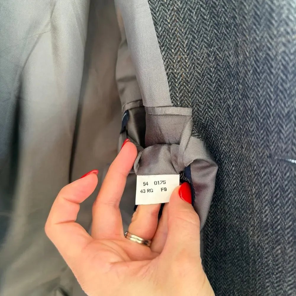 Brooks Brothers Lambswool Herringbone Single-Breasted Blazer Gray 43